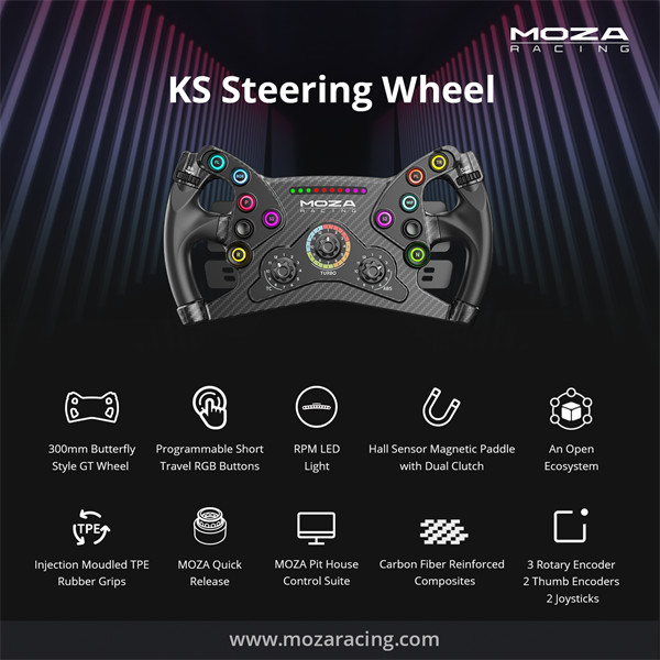 Moza racing kiegészítő - moza ks kormánykerék (rgb, 300mm)