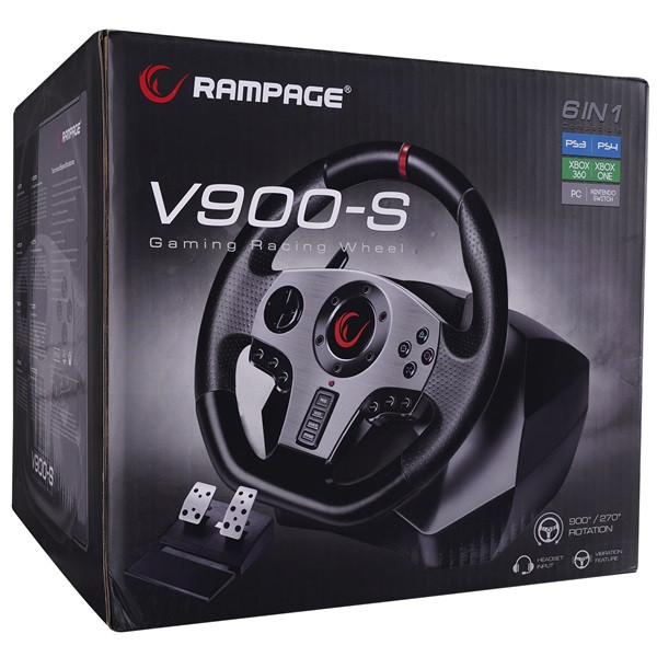 Rampage gamer kormány - v900-s  (pc, ps3, ps4, xboxone, xbox360, pedálszett, vibrálás)