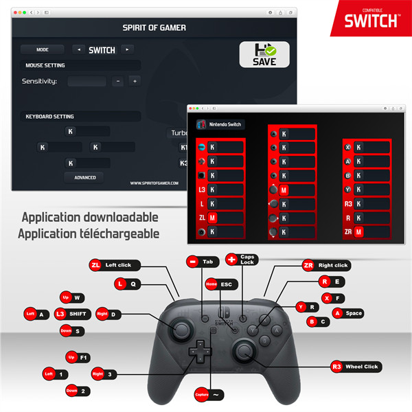 Spirit of gamer egér/billentyűzet adapter konzolokhoz - sog-conv2 (audio, 3x usb-a, 2x usb-c, nintendo/ps4/ps3/xbox one)