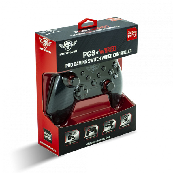 Spirit of gamer gamepad - pgs switch controller (usb, 2,5m kábel, switch kompatibilis, fekete-piros)