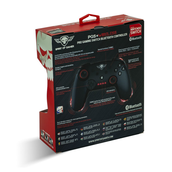 Spirit of gamer gamepad vezeték nélküli - pro gaming bluetooth nintendo switch (vibration, fekete)