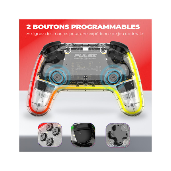 Spirit of gamer gamepad vezeték nélküli - pulse bluetooth (bt, vibration, pc/ios/android kompatibilis, fekete-kék)
