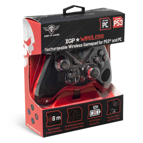 Spirit of gamer gamepad vezeték nélküli - xgp wireless red (usb, vibration, pc és ps3 kompatibilis, fekete-piros)
