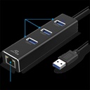 Advance usb hub - xpand smart hub 2in1 usb 3.0 (usb-a to 3xusb-a3.0+rj-45, fekete)