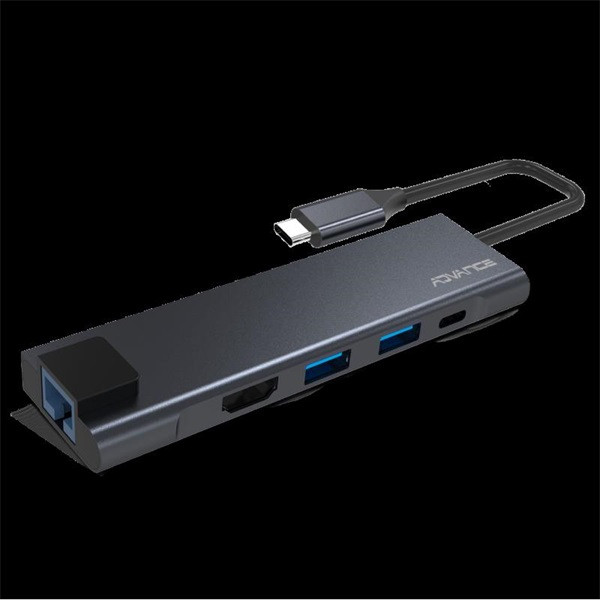Advance usb hub - xpand smart usb-c 5in1 (usb-c to 2xusb-a3.1+usb-c+hdmi+rj45, fekete)