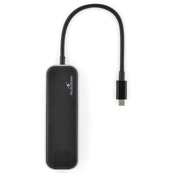 Bluestork usb hub - hub-office (usb-c to 3xusb 2.0 port + 1xusb-c + 1xhdmi + 1xrj45, szürke)