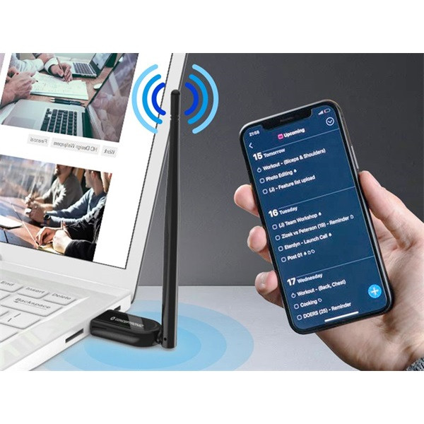 Conceptronic bluetooth adapter - abby07b (bluetooth5.1, külső antenna, távolság: 100m, fekete)