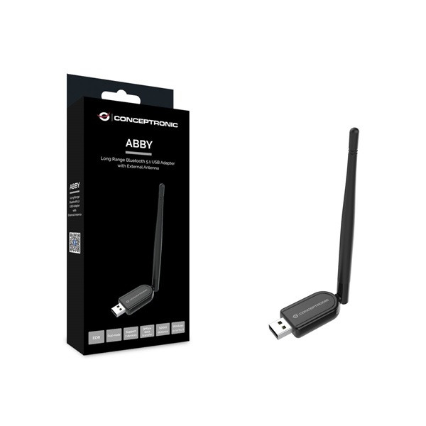 Conceptronic bluetooth adapter - abby07b (bluetooth5.1, külső antenna, távolság: 100m, fekete)