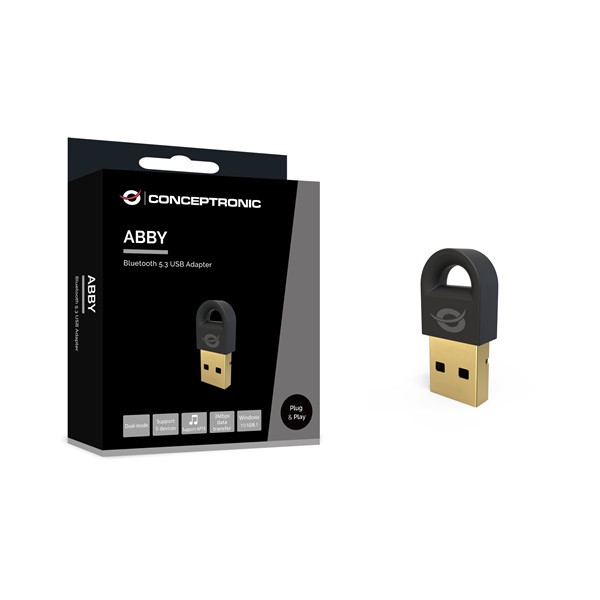 Conceptronic bluetooth adapter - abby16b (bluetooth 5.3, távolság: max.: 20m, fekete)