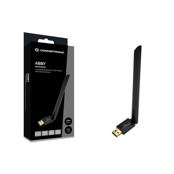 Conceptronic bluetooth adapter - abby17b (bluetooth 5.3, távolság: max.: 100m, fekete)