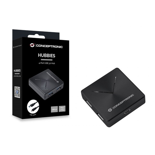 Conceptronic usb hub - hubbies02b (4 port, usb3.0, fekete)