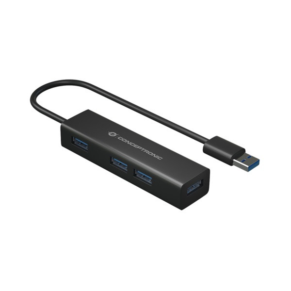 Conceptronic usb hub - hubbies06b (4 port, usb3.0, fekete)