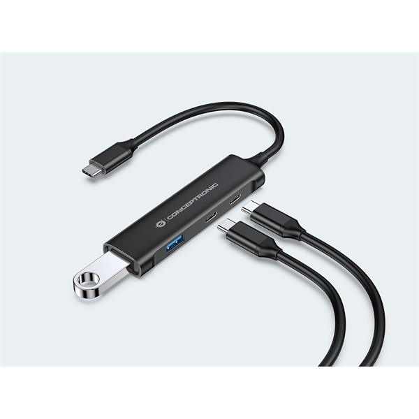 Conceptronic usb hub - hubbies12b (4 port, usb-c to 2x usb-c+2x usb-a, fekete)