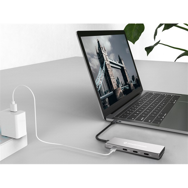 Conceptronic usb hub - hubbies15g (4 port, usb-c to 4x usb-c szürke)