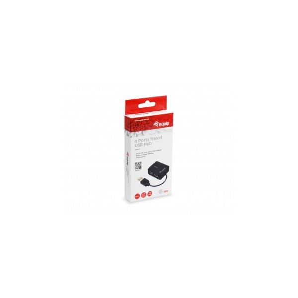 Equip-life usb hub - 128952 (4 port, usb2.0, usb tápellátás, kompakt dizájn, fekete)