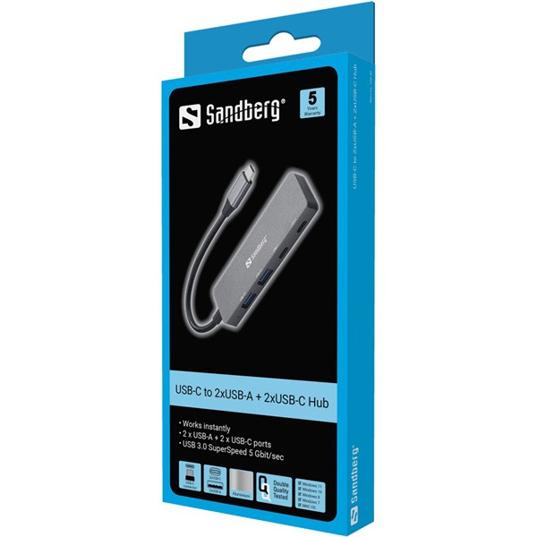 Sandberg usb hub - usb-c to 2xusb-a + 2xusb-c hub