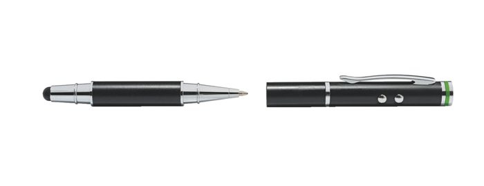 Érintőtoll, érintőképernyős készülékekhez, 4-az-1-ben, LEITZ "Stylus", fekete