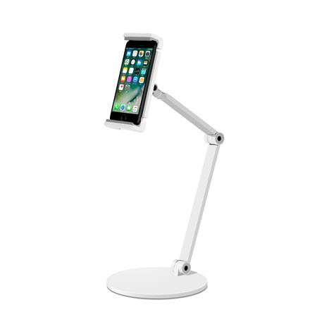 Telefon- és táblagép tartó, asztali, ergonomikus, ALBA, fehér