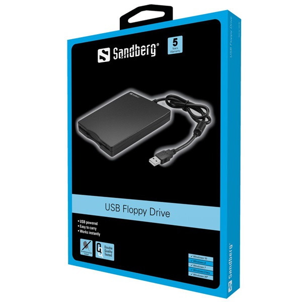 Sandberg fdd külső - usb floppy mini olvasó (retail; usb; usb tápellátás; 3,5" 1.44 lemezhez; fekete)