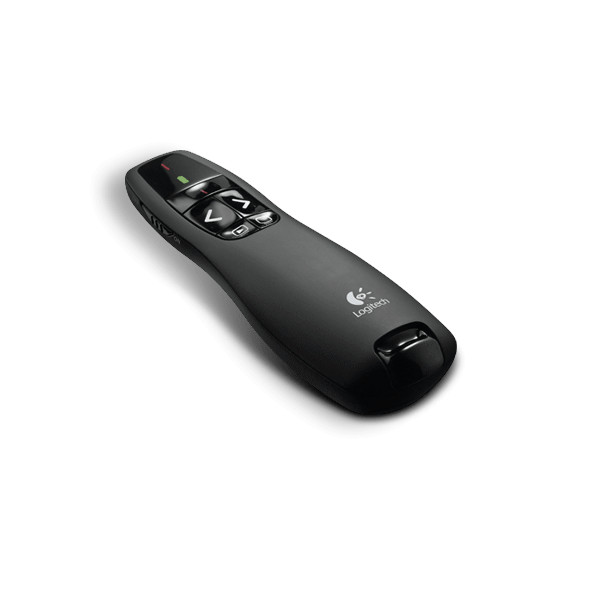 Logitech presenter - r400 (vezeték nélküli, max.: 15m, plug & play, töltöttség jelző, fekete)