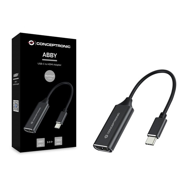 Conceptronic átalakító - abby03b (usb-c 3.2 to hdmi, 4k/30hz, aluminium, fekete)