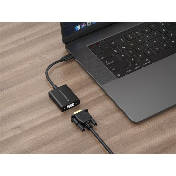 Conceptronic kábel - abby05b (usb-c to vga, fullhd/60hz, aluminium, fekete)