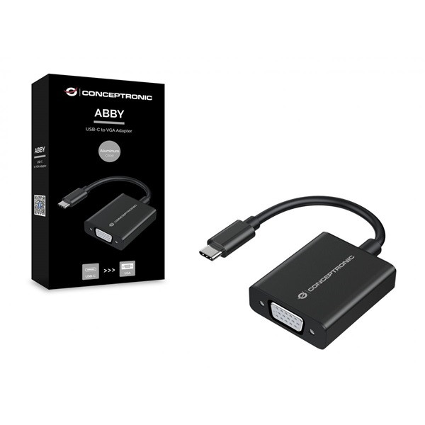 Conceptronic kábel - abby05b (usb-c to vga, fullhd/60hz, aluminium, fekete)