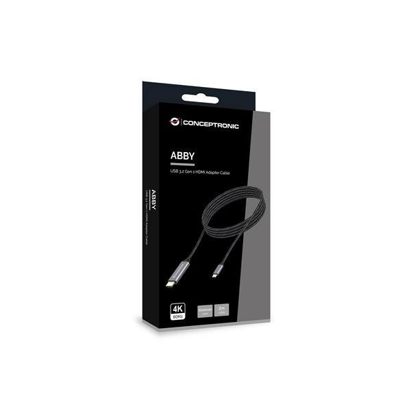 Conceptronic kábel - abby10g (usb-c to hdmi, 4k/60hz, harisnyázott, fekete, 2m)