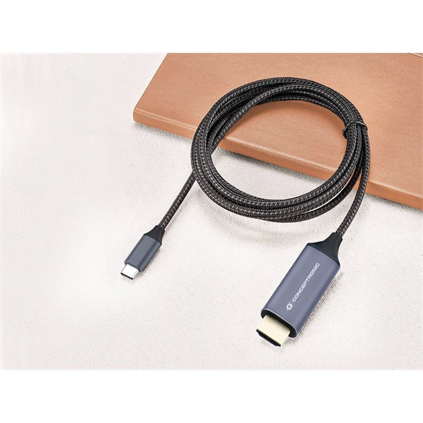 Conceptronic kábel - abby10g (usb-c to hdmi, 4k/60hz, harisnyázott, fekete, 2m)