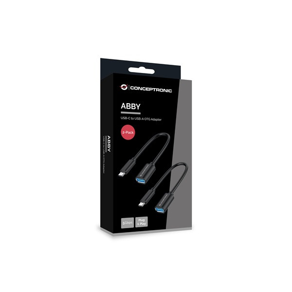 Conceptronic kábel - abby11b (usb-c to usb-a, fekete) 2db/csomag