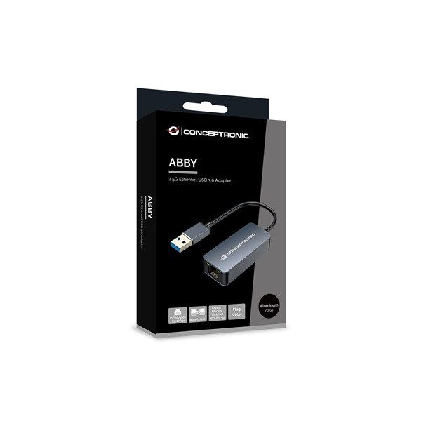 Conceptronic kábel - abby12g (usb-a to rj-45, 2,5 gbit, szürke)