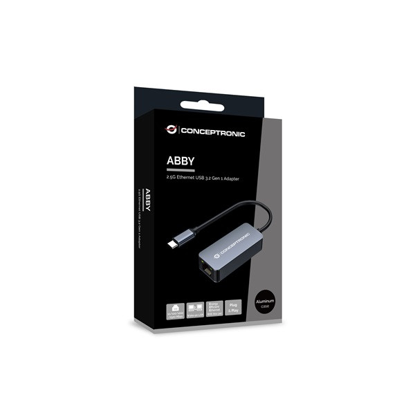 Conceptronic kábel - abby12gc (usb-c to rj-45, 2,5 gbit, wake-on-lan, szürke)