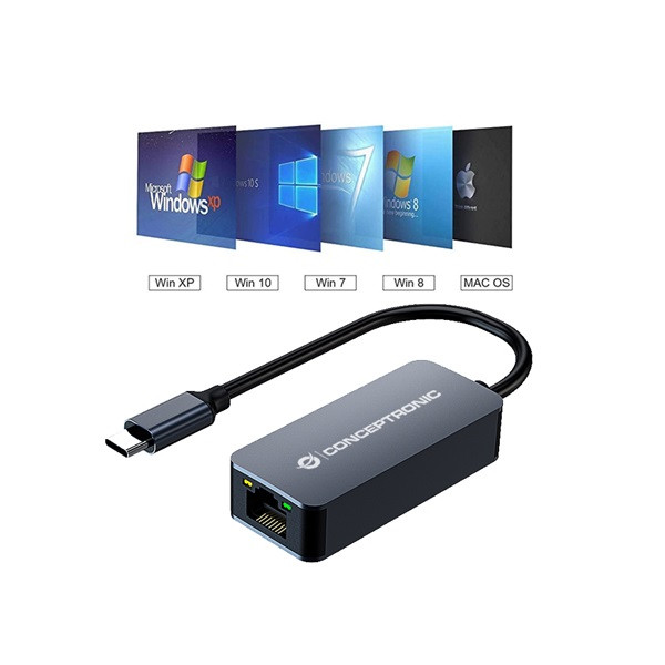 Conceptronic kábel - abby12gc (usb-c to rj-45, 2,5 gbit, wake-on-lan, szürke)