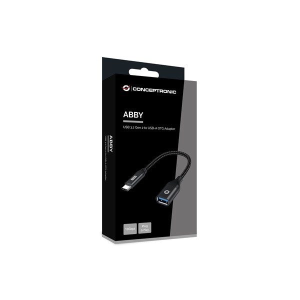 Conceptronic kábel - abby18b (usb-c to usb-a, 10 gbps, fekete)