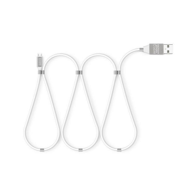 Delight kábel - microusb mágneses adat és töltőkábel, 2a, 1,2m, fehér