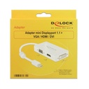 Delock átalakító - 62630 (mini displayport 1.1 -> vga/hdmi/dvi, apa/anya, fullhd, fehér)