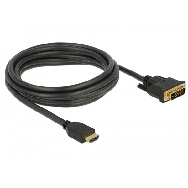 Delock átalakító kábel - 85655 (hdmi - dvi (24+1), apa/apa, kétírányú, 3m)