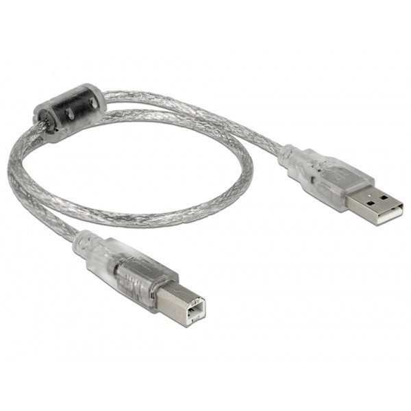 Delock kábel - 82057 (usb2.0, a-b nyomtató kábel, apa/apa, ferrit, 0,5m)