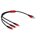 Delock kábel - 85891 (usb2.0 - microusb, lightning, usb type-c töltő kábel készlet, fekete, 30cm)