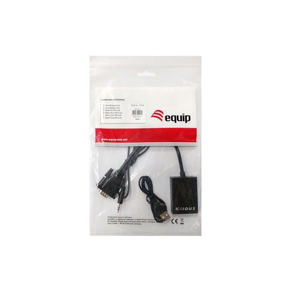 Equip átalakító - 119038 (vga to hdmi with audio, fekete)