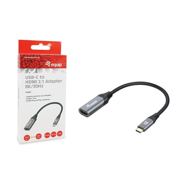 Equip átalakító - 133492 (usb-c to hdmi2.1, 8k/60hz, szürke)