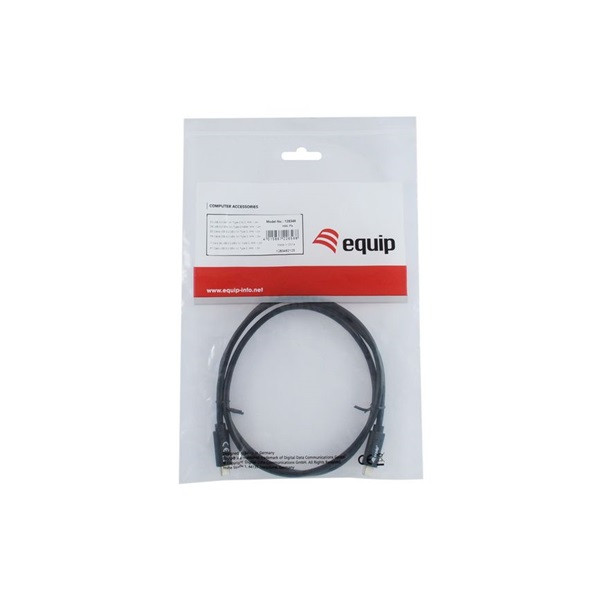 Equip átalakító kábel - 128346 (usb-c 3.2 gen1 to usb-c, apa/apa, fekete, 1m)
