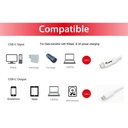 Equip átalakító kábel - 128361 (usb-c 3.2 gen1 to usb-c, apa/apa, pd:60w, fehér, 1m)