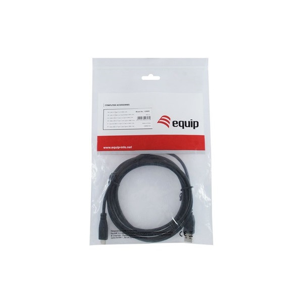 Equip átalakító kábel - 128885 (usb-c2.0 to usb-a, apa/apa, fekete, 2m)
