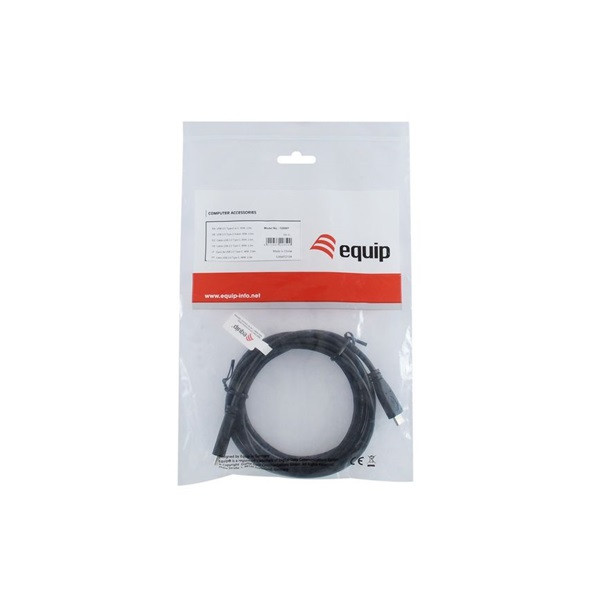 Equip átalakító kábel - 128887 (usb-c2.0 to usb-c, apa/apa, fekete, 2m)