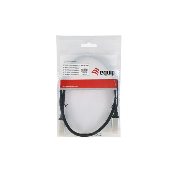 Equip kábel - 119262 (premium, displayport1.4 kábel, 8k/60hz, apa/apa, fekete, 2m)