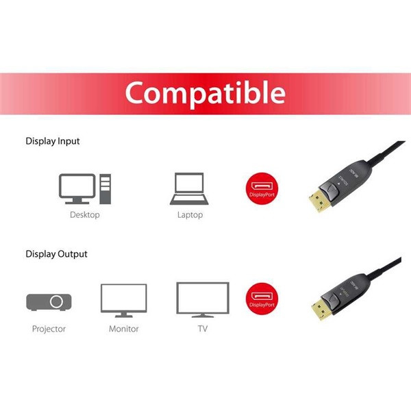 Equip kábel - 119445 (aktív, displayport 1.4, apa/apa, 8k/60hz, hdcp/hdr/dsc/mst, aranyozott, 50m)