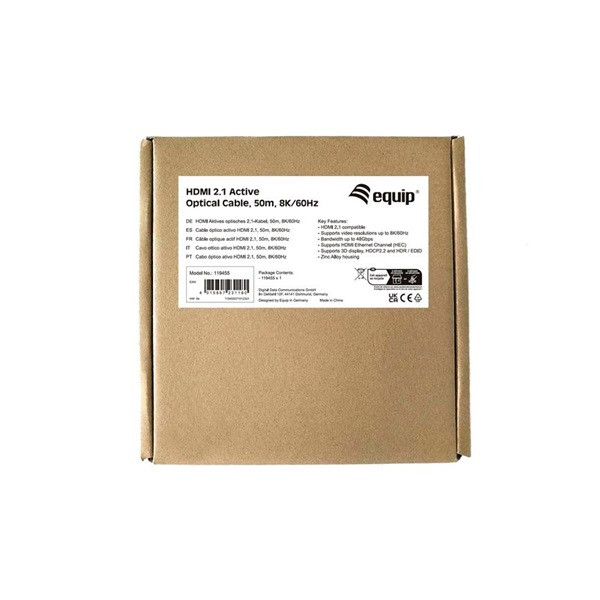 Equip kábel - 119455 (aktív hdmi2.1 kábel, apa/apa, 8k/60hz, 50m)