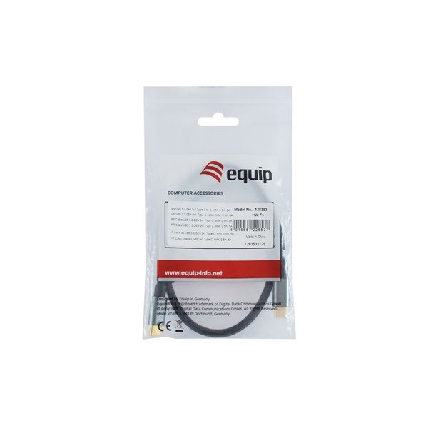 Equip kábel - 128354 (usb-c 3.2 gen2 to usb-c, apa/apa, pd:100w, fekete, 1m)