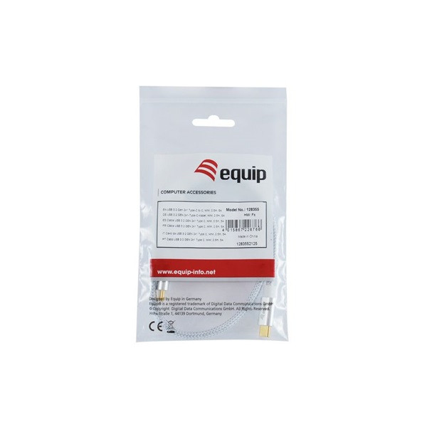 Equip kábel - 128355 (usb-c 3.2 gen2 to usb-c, apa/apa, pd:100w, fehér, 0,5m)